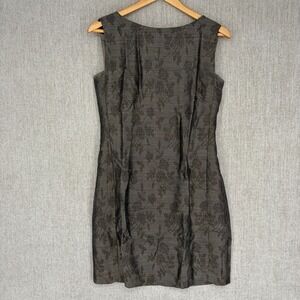 Lafayette 148 New York Dress Womens 10 Brown Sheath Floral Jacquard Mohair Silk